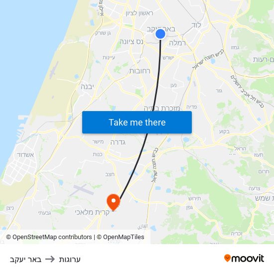 באר יעקב to ערוגות map