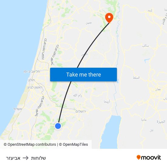 אביעזר to שלוחות map