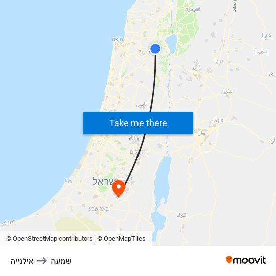 אילנייה to שמעה map