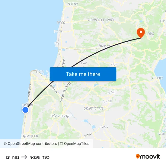 נווה ים to כפר שמאי map