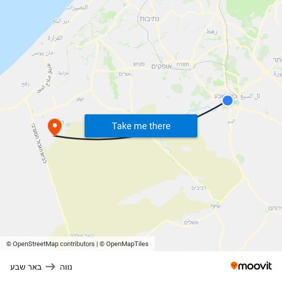 באר שבע to נווה map