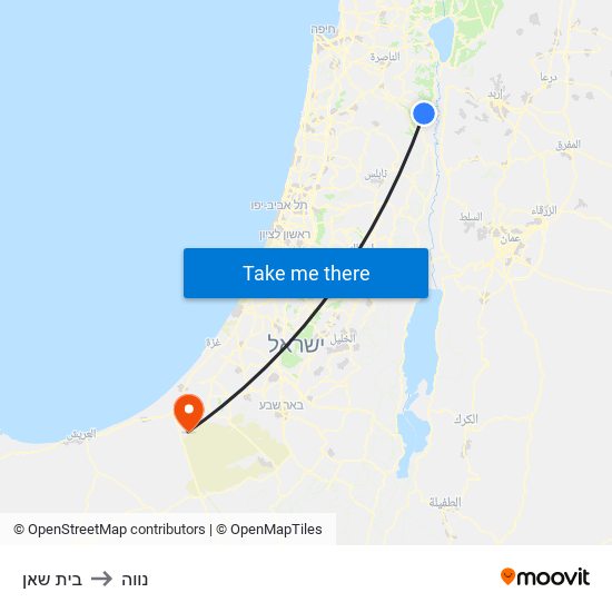 בית שאן to נווה map