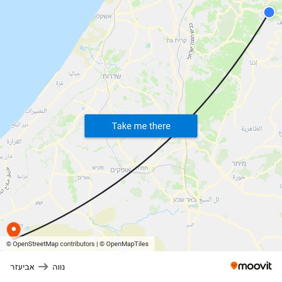 אביעזר to נווה map