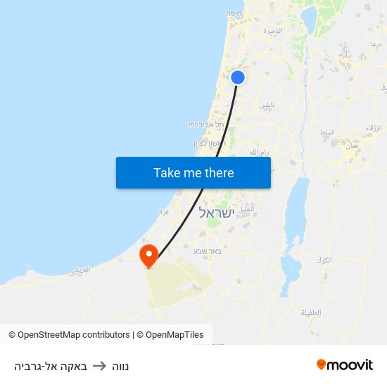 באקה אל-גרביה to נווה map