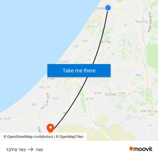 כפר סילבר to נווה map