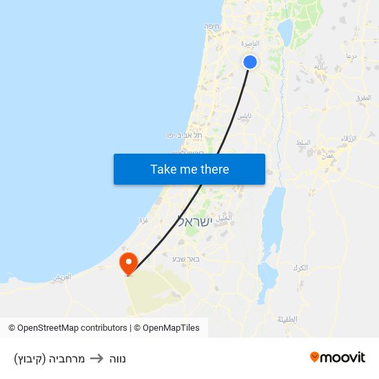 מרחביה (קיבוץ) to נווה map