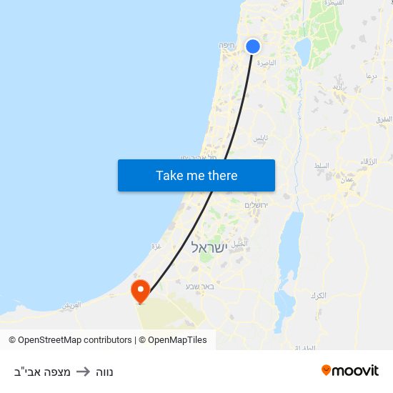 מצפה אבי"ב to נווה map