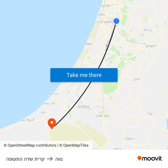 קרית שדה התעופה to נווה map