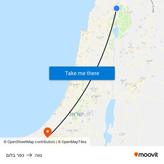 כפר בלום to נווה map