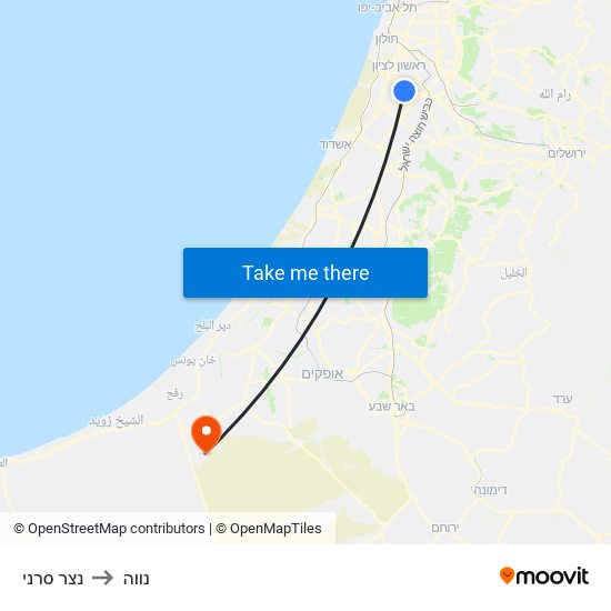 נצר סרני to נווה map