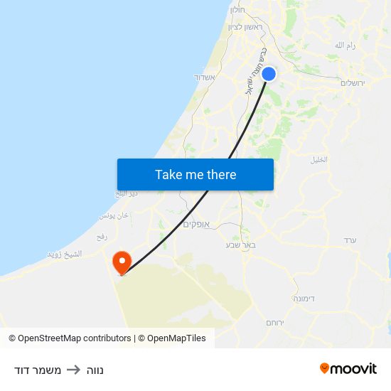 משמר דוד to נווה map