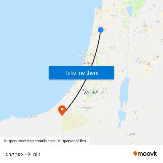 כפר קרע to נווה map