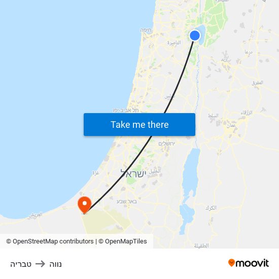 טבריה to נווה map