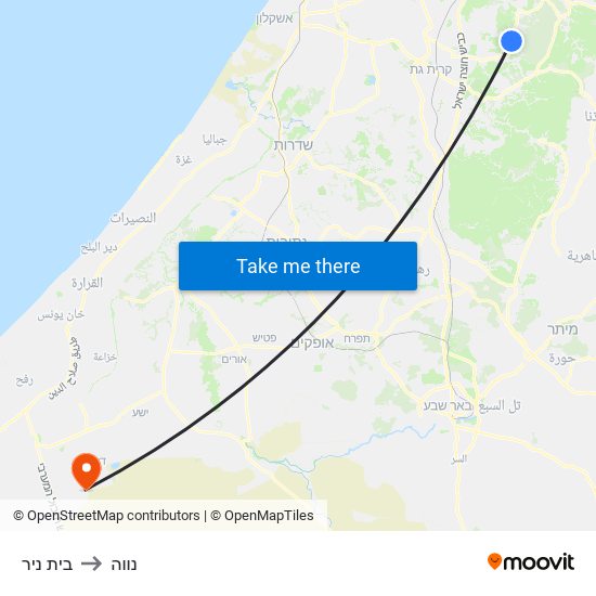 בית ניר to נווה map