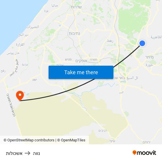 אשכולות to נווה map