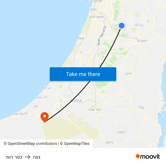 כפר רות to נווה map