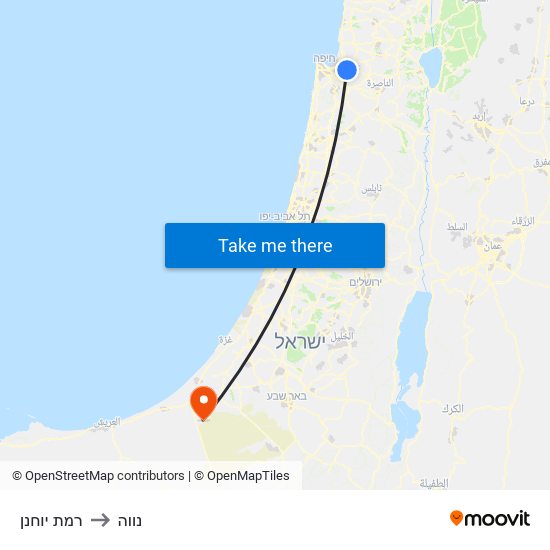 רמת יוחנן to נווה map