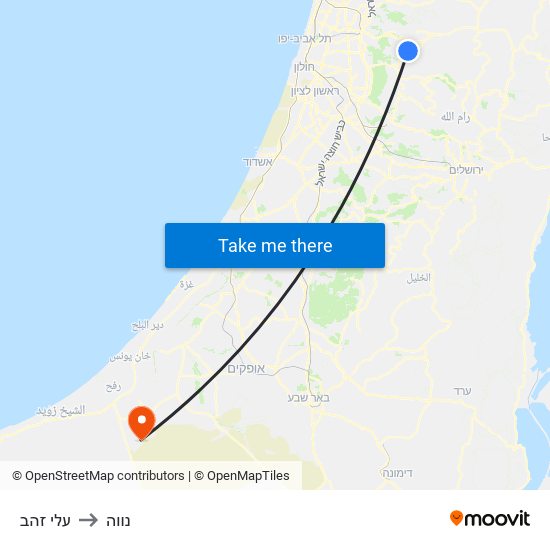 עלי זהב to נווה map