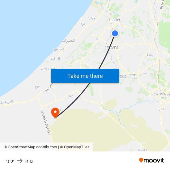 יכיני to נווה map