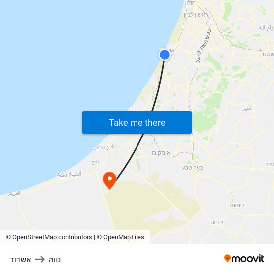 אשדוד to נווה map