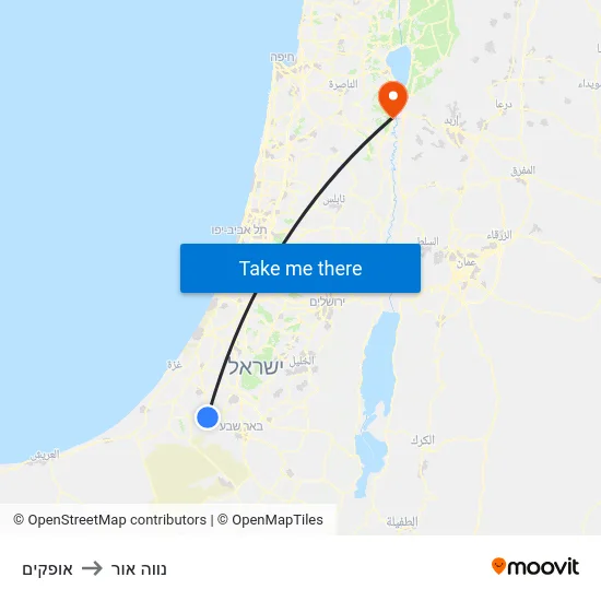 אופקים to נווה אור map