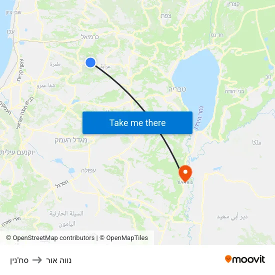 סח'נין to נווה אור map