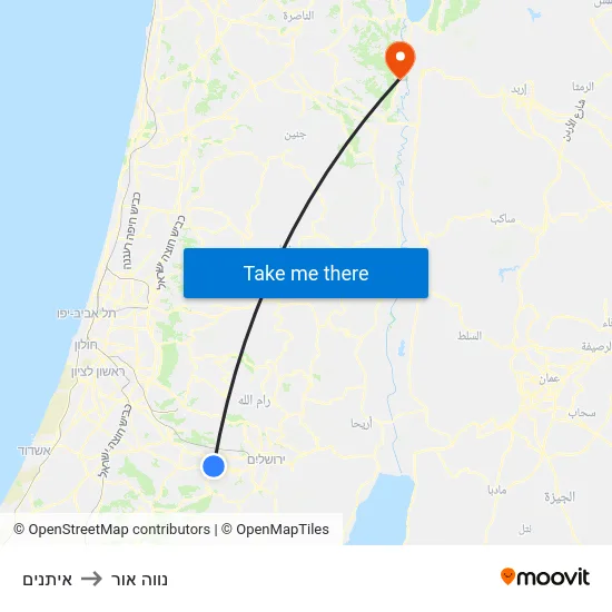 איתנים to נווה אור map