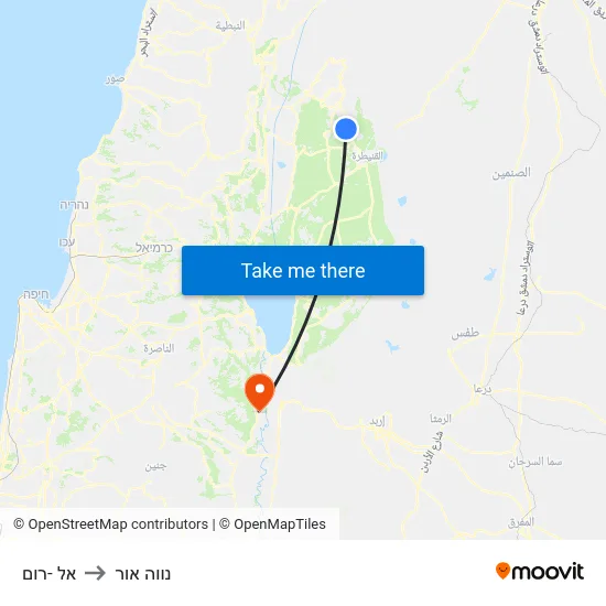 אל -רום to נווה אור map