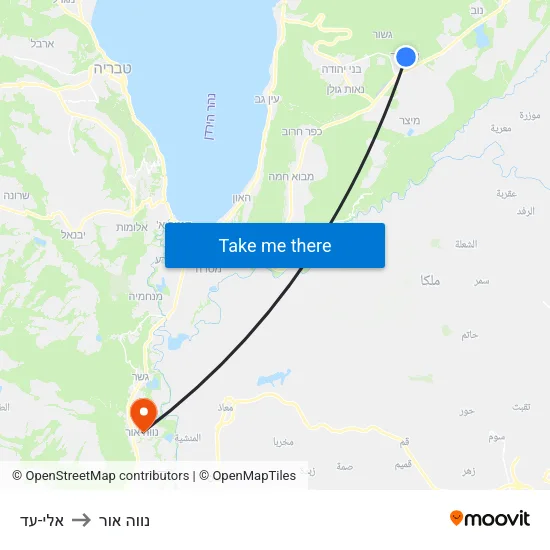 אלי-עד to נווה אור map