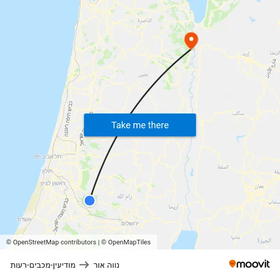 מודיעין-מכבים-רעות to נווה אור map