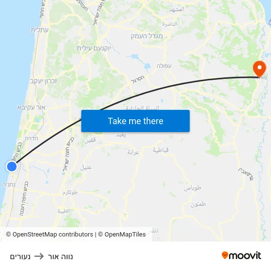 נעורים to נווה אור map