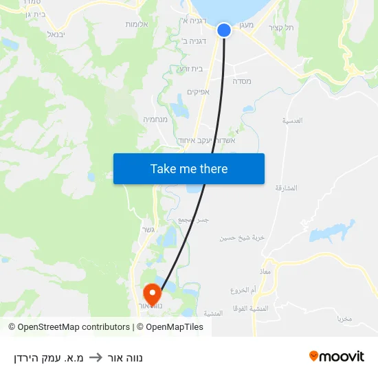 מ.א. עמק הירדן to נווה אור map