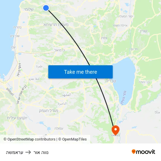 עראמשה to נווה אור map