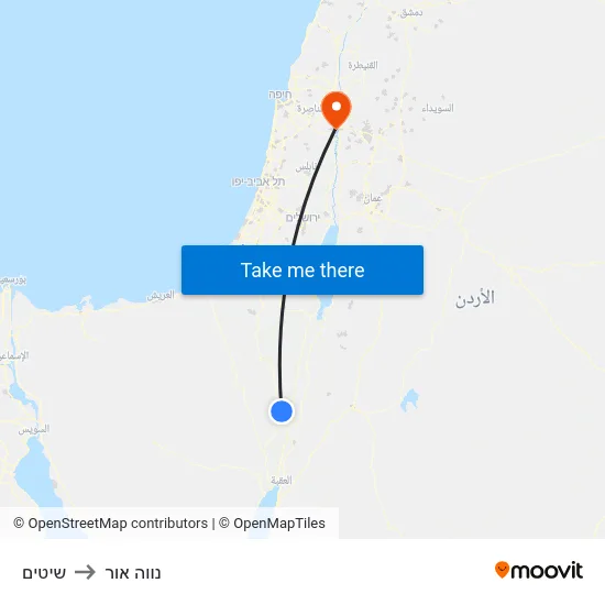 שיטים to נווה אור map