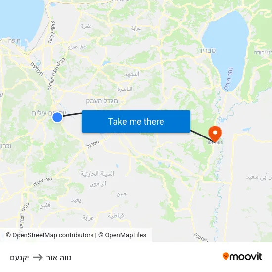 יקנעם to נווה אור map