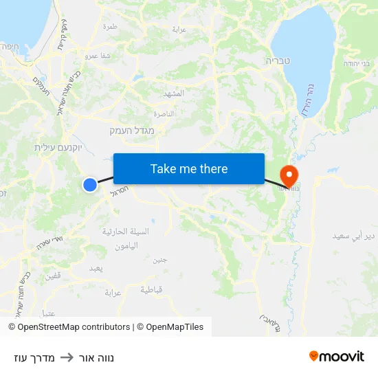 מדרך עוז to נווה אור map