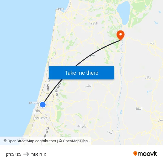 בני ברק to נווה אור map
