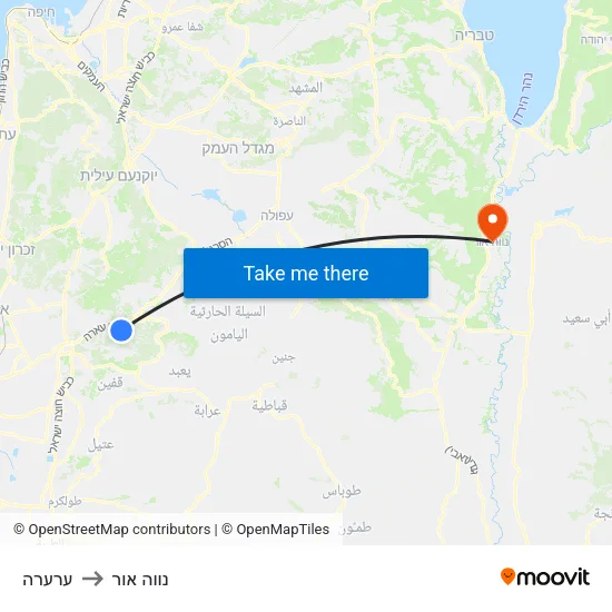 ערערה to נווה אור map