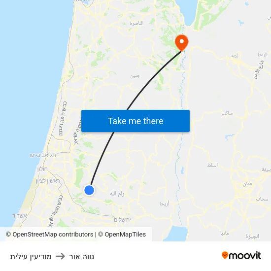 מודיעין עילית to נווה אור map