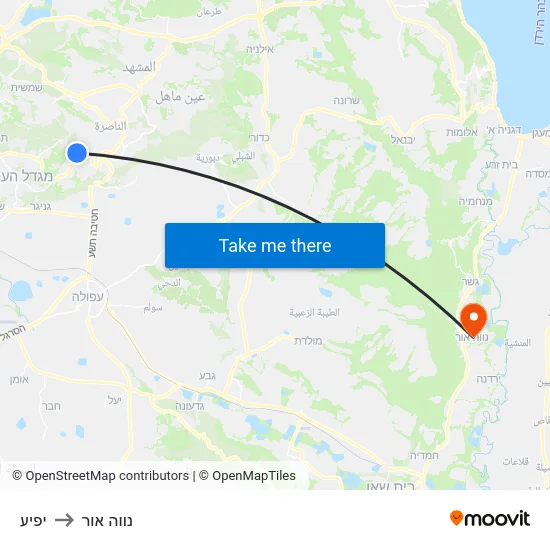 יפיע to נווה אור map