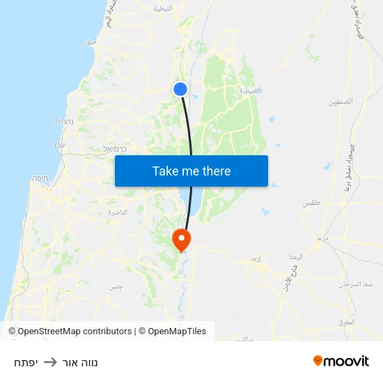 יפתח to נווה אור map