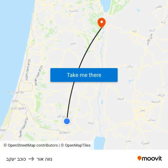 כוכב יעקב to נווה אור map