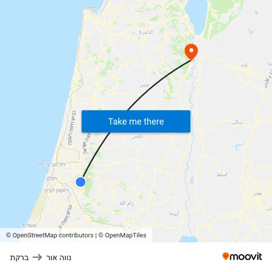 ברקת to נווה אור map