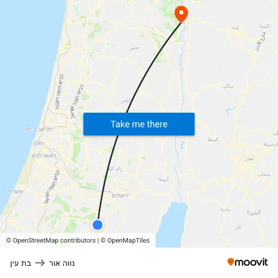 בת עין to נווה אור map