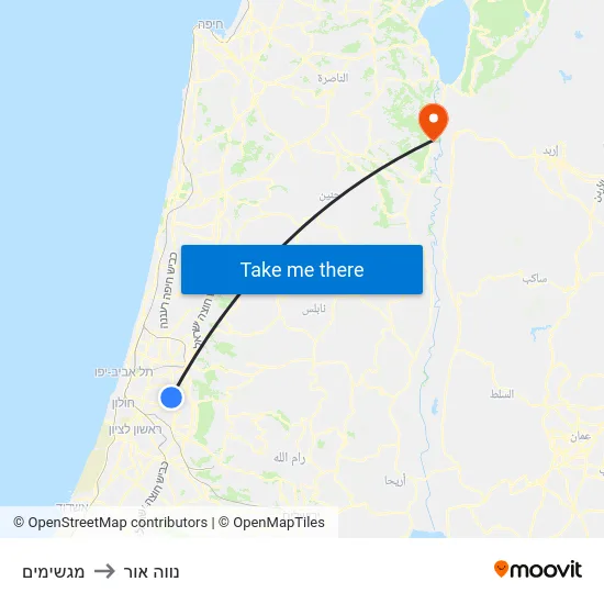 מגשימים to נווה אור map