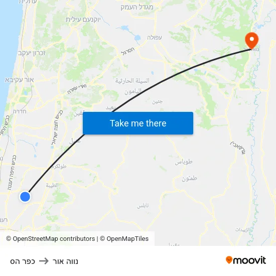 כפר הס to נווה אור map