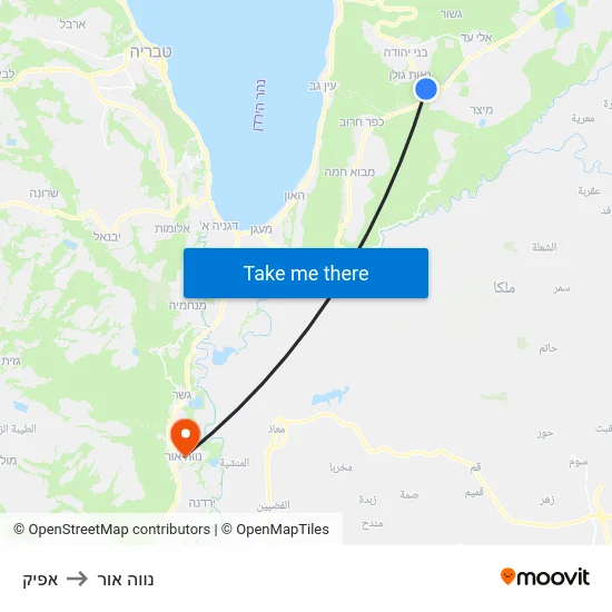 אפיק to נווה אור map