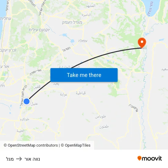 מגל to נווה אור map