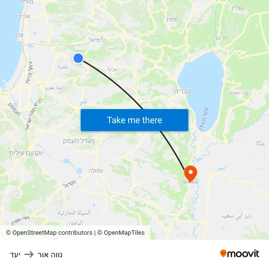 יעד to נווה אור map