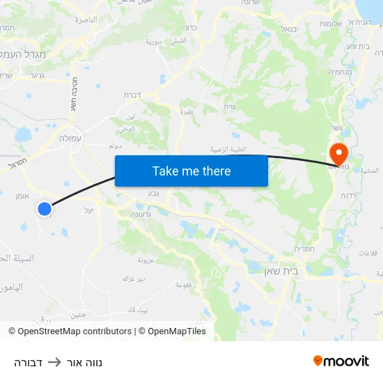דבורה to נווה אור map